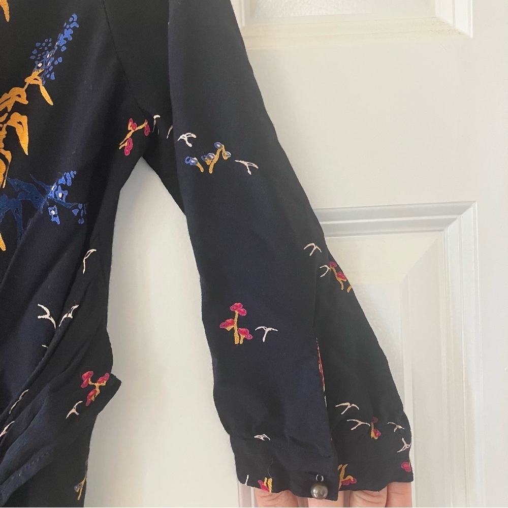 Anthropologie Feather Bone Nara Dark Floral Jumpsuit Sz 4 - Picture 5 of 13